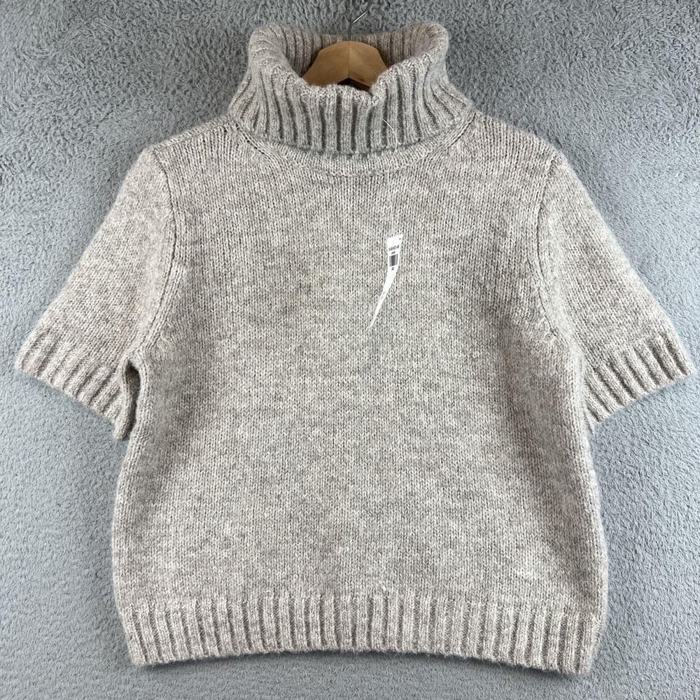 Abercrombie & Fitch Cream Knit Turtleneck Short-Sleeve Sweater